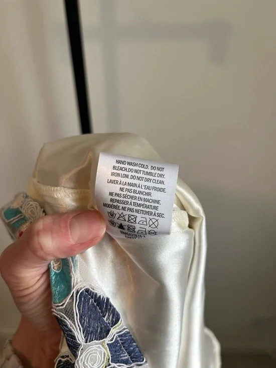 Anthropologie Eva Franco Floral Embroidered Midi Skirt Sz 10 A-Line Mesh Overlay - Picture 13 of 16